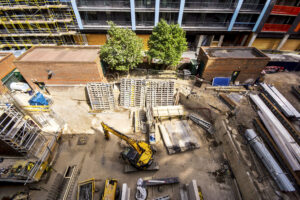 aerial image of a building site. 