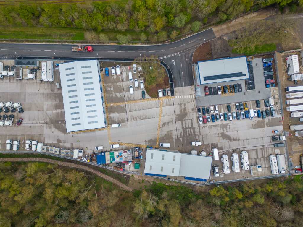 Birds eye view of the recycling centre.