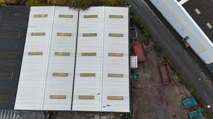 Ariel image of a roof taken as part of a building survey.