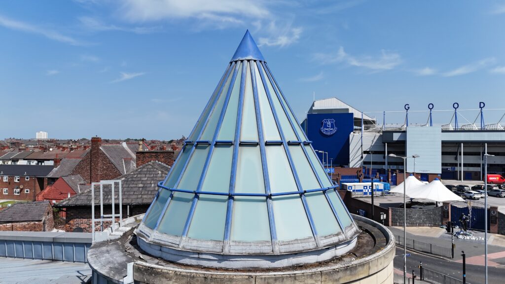 Image, taken by drone of the former Everton One Building.